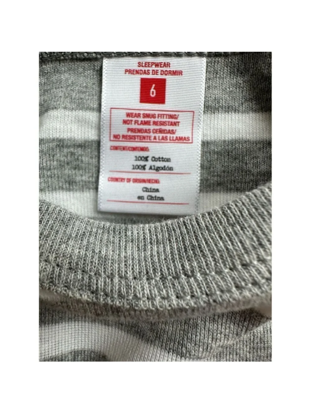 100% Cotton Holiday Pajama Sets (lot of 6 sets) in Gray/White Kids Size 6 Unisex